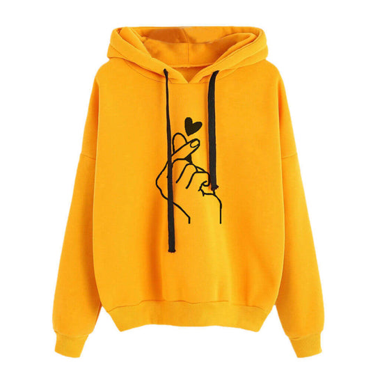 Pullover Drawstring Print Loose Hoodie