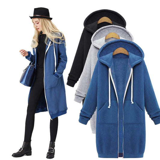 Hooded Zipper Sweatshirt Coat