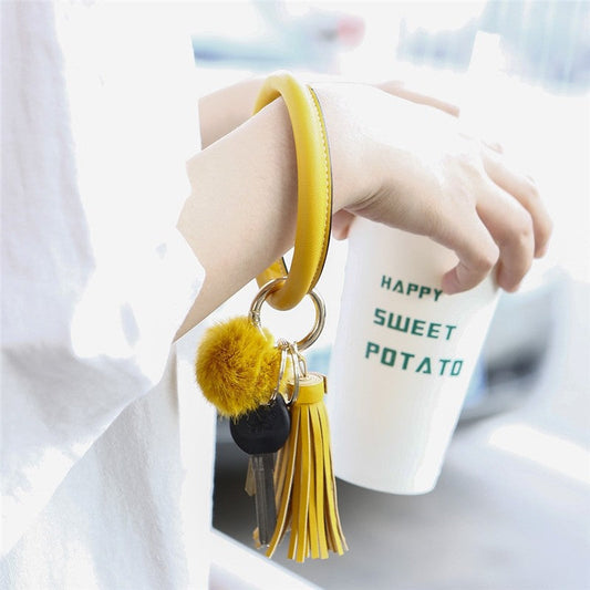 Pom Pom Tassel Bracelet Key Chain