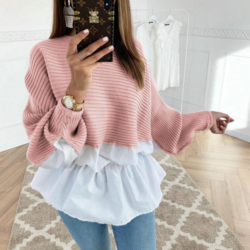 Patchwork Ruffle Long Sleeves Sweatshirts