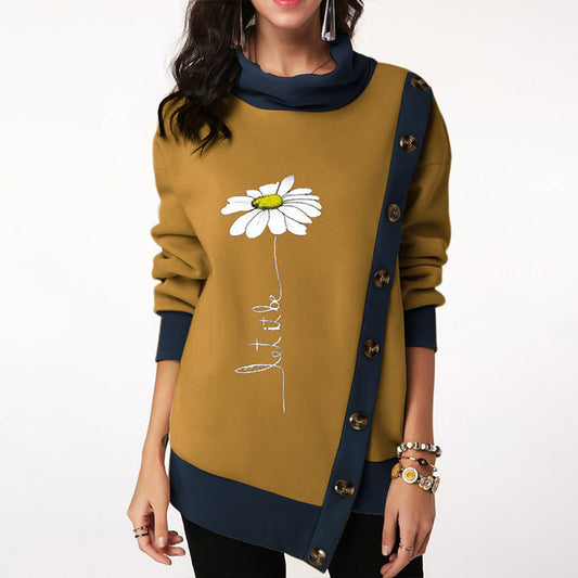 Pullover Print Irregular Scarf Sweatshirt