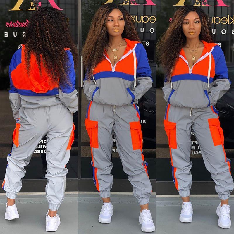 Ins Colorblock Patchwork Two Pieces Set