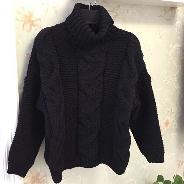 Turtleneck Cable Knitted Chunky Sweater