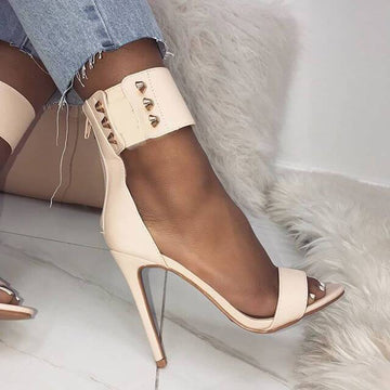 Ankle Strap Rivet Stiletto Heel Sandal