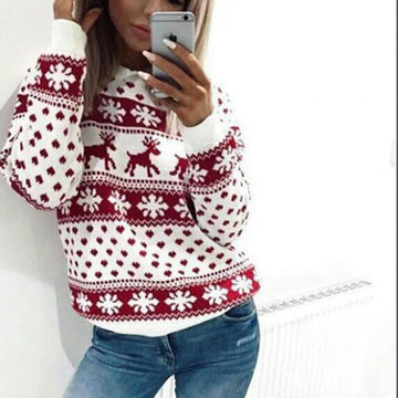 Christmas Cartoon Reindeer Pullover Sweater