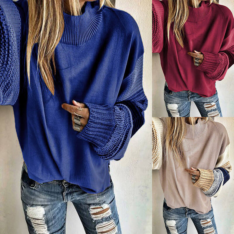 Crewneck Colorblcok Knit Sweater