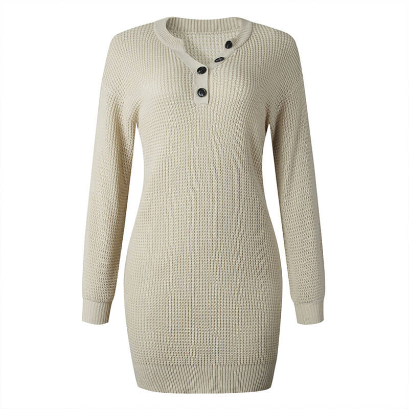 Soild Crochet Sweater Dress