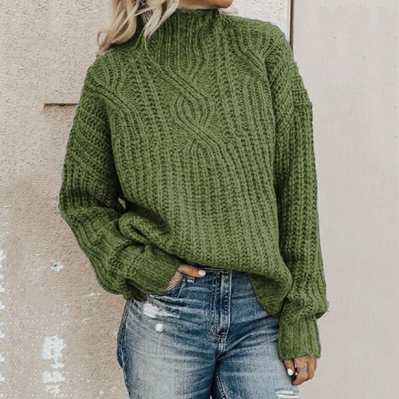 Ribbed Turtleneck Thick Sweater