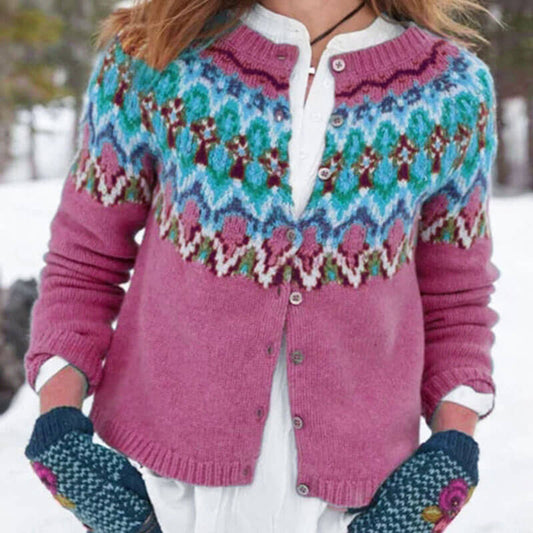 Printed Petite Colorblock Cardigan Sweater