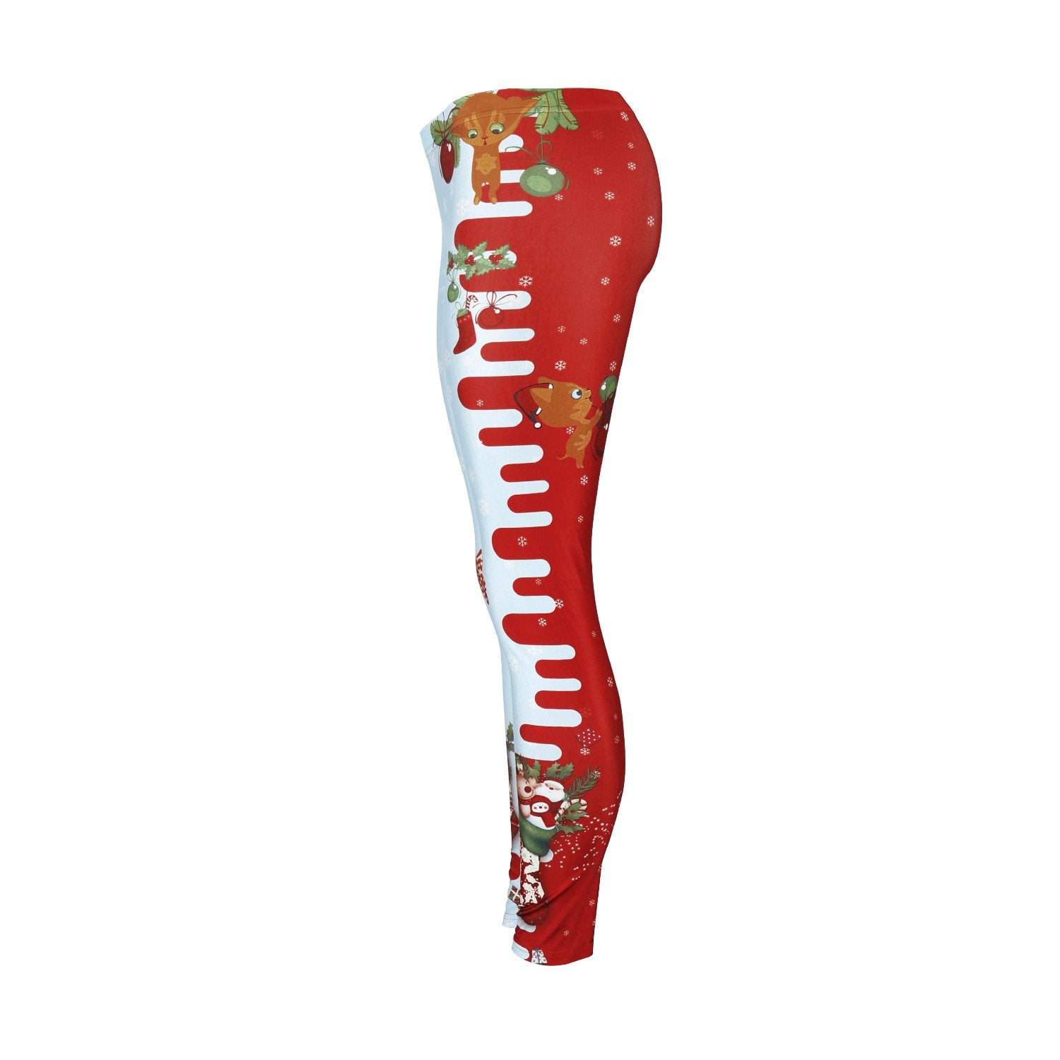 Mid Elastic Waist Print Women Christmas Party Skinny Leggings