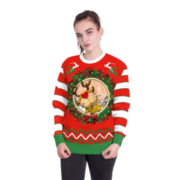 3D Digital Cartoon Print Women Christmas Party Sweatshirt