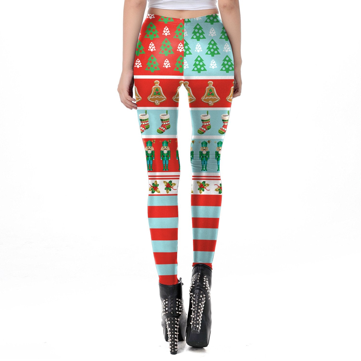 Festival Print Women Mid Waist Christmas Skinny Leggings