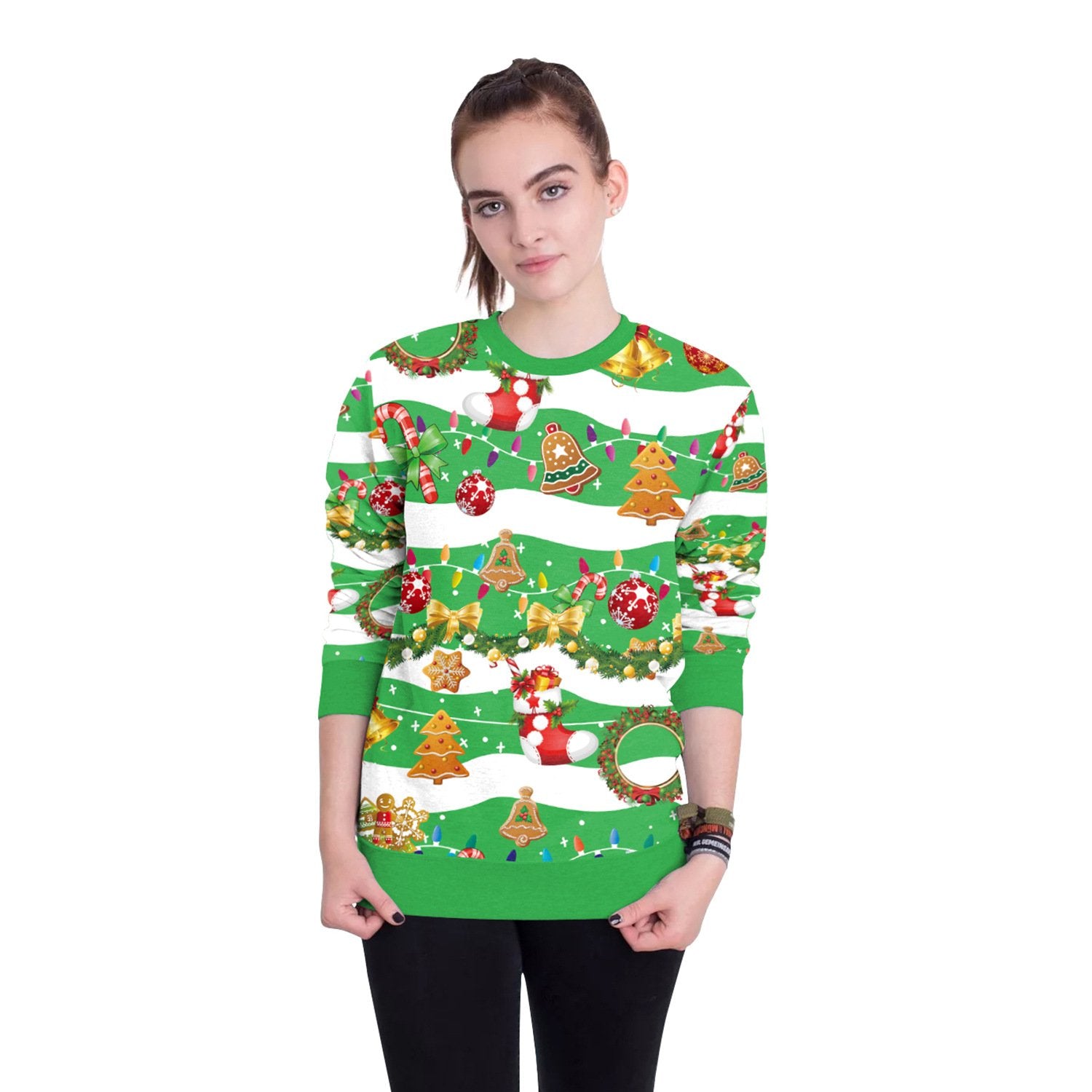 3D Cartoon Gifts Colorful Print Women Christmas Sweatshirt