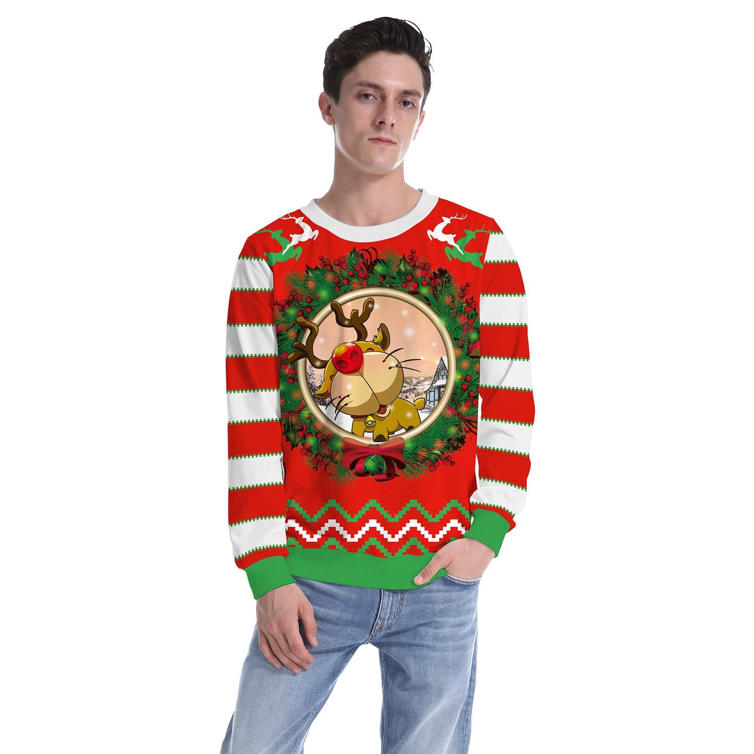 3D Digital Cartoon Print Women Christmas Party Sweatshirt