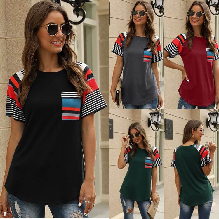 Summer Stripes Print Loose Short Sleeve T-shirts