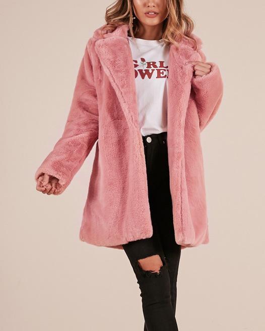 Faux Fur Lepel Candy Color Women Oversized Teddy Coat