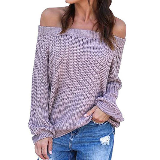 Off Shoulder Bishop Sleeves Loose Sweater