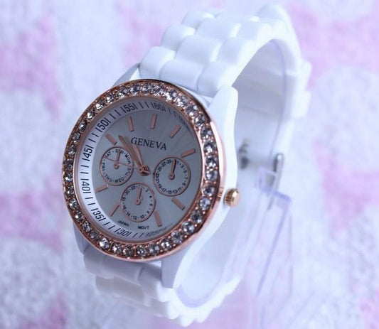 Fashion Crystal Jelly Strap Watch