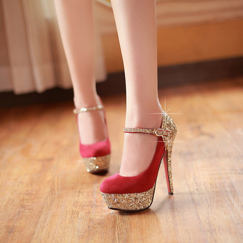 Fashionable Elegant Sequins Wedding High Heels Bride Shoes