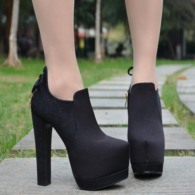 Zipper Rivets Decorate Platform Super High Heels Ankle Boots