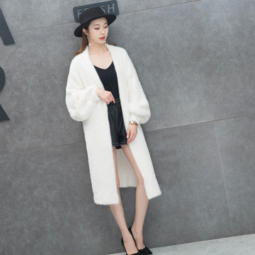 White Open Front Mohair Over Coat