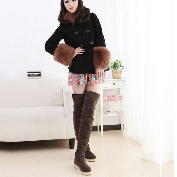 New Winter Women's Anti-skidding Snow Boots Flat Bottom High Knee Boots