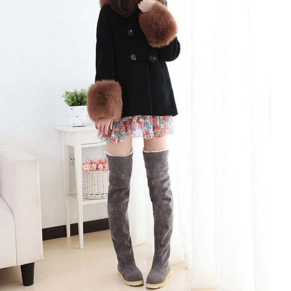 New Winter Women's Anti-skidding Snow Boots Flat Bottom High Knee Boots