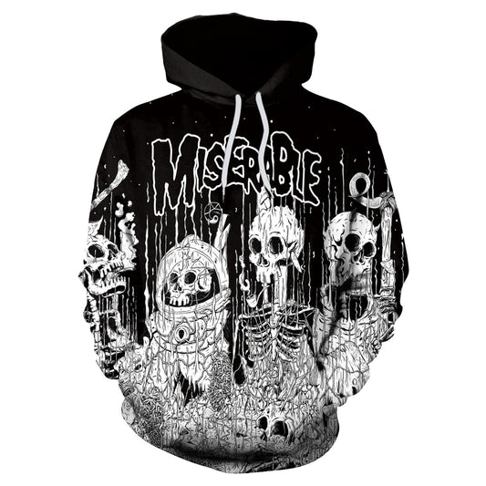 3D Digital Cartoon Print Women Loose Hooded Hoodie