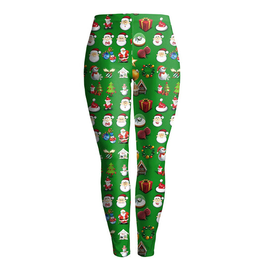 Colorful Print Elastic Waist Women Christmas Party Leggings Pants