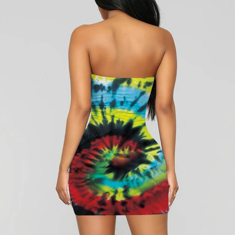 Cartoon Printed Tube Bodycon Short Dress