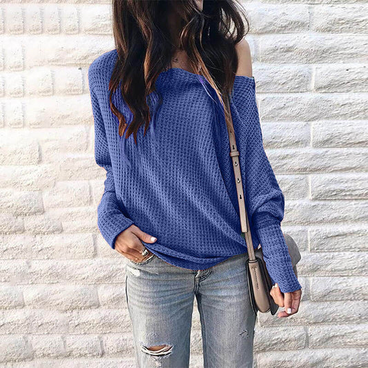 Scoop Neck Lantern Sleeve Pure Color Sweater