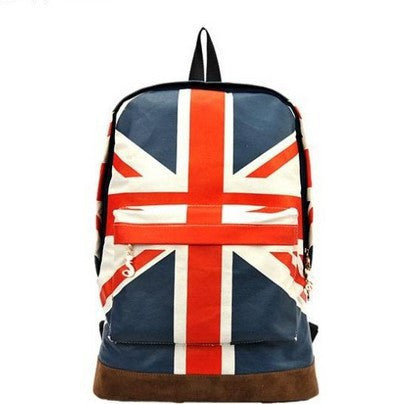 National Flag Print Backpack Canvas Travel School Bag