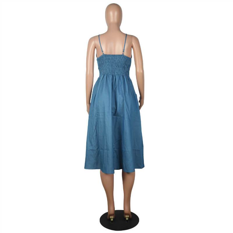 Denim Empire Waist Sling Dress