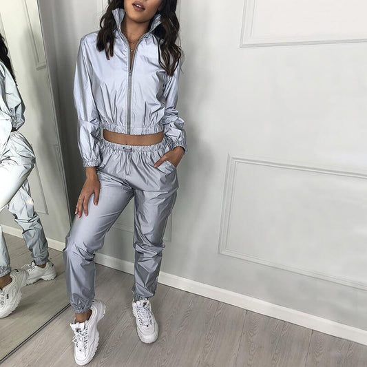 Women Fashion V-neck Blosue High Waist Pencil Pants Set