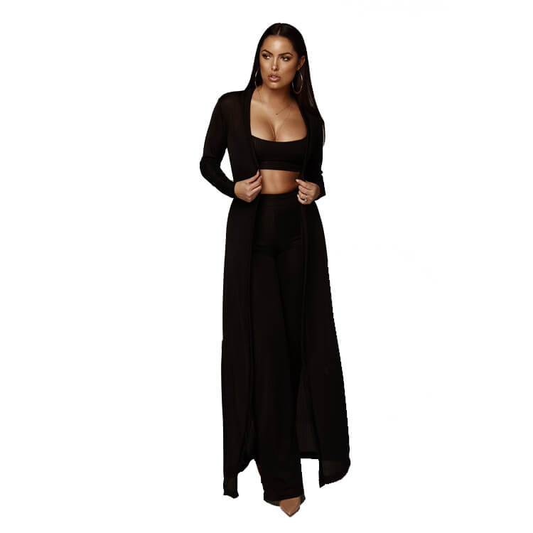 High Neck Blosue High Waist Patchwork Pencil Pants Set