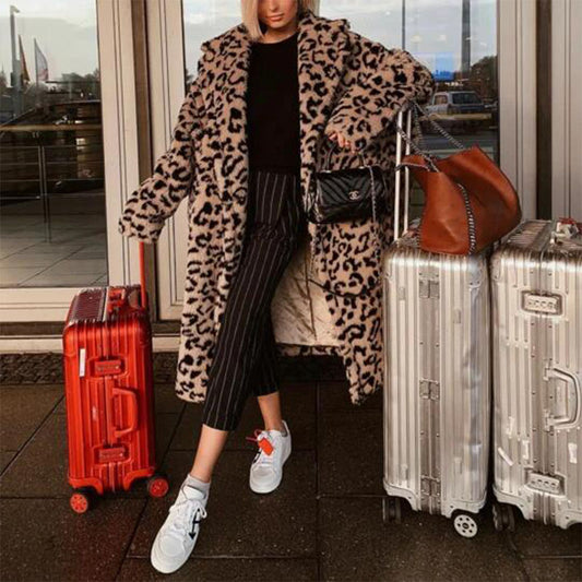 Faux Fur Leopard Over Coat