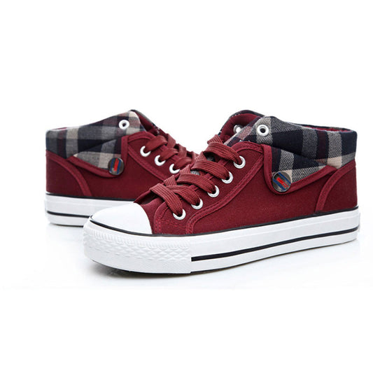 Lapel Leisure Plaid Lace Up Sneakers