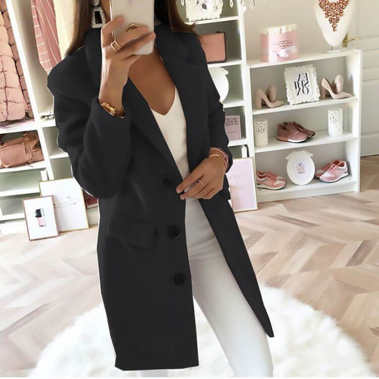 Simple Slim Plain Wool Coat