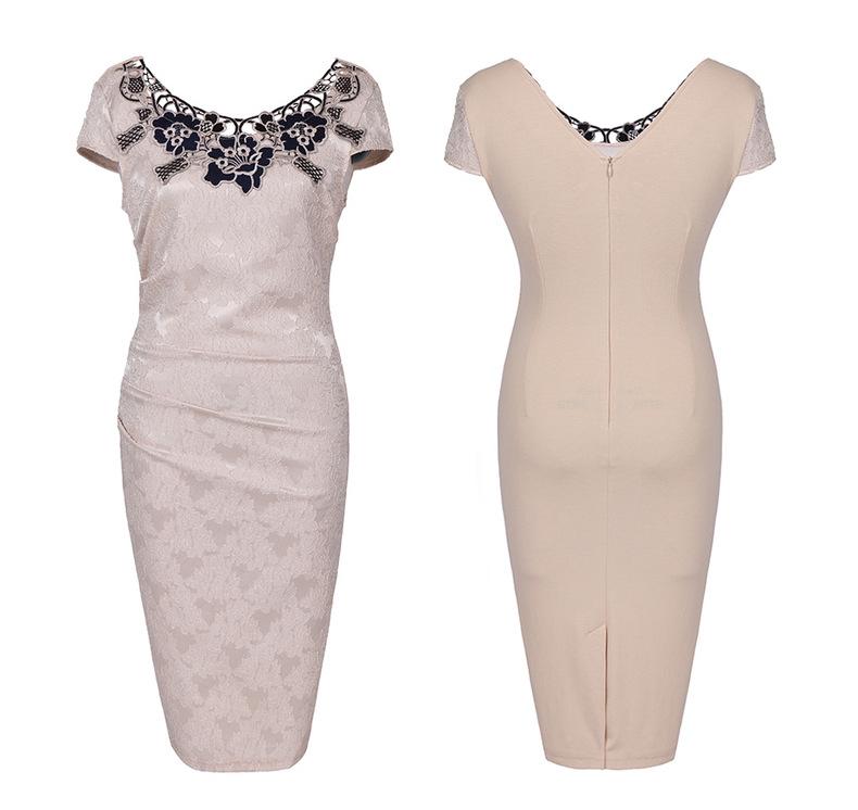 New Summer Short Sleeve Pencil Lace Dress