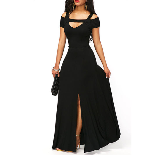 Slit Cutout V Neck Plus Size Maxi Dress