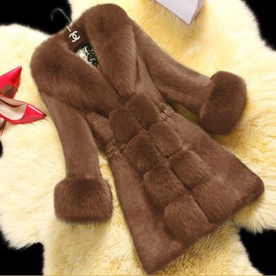 Slim Faux Fur Plain Coat