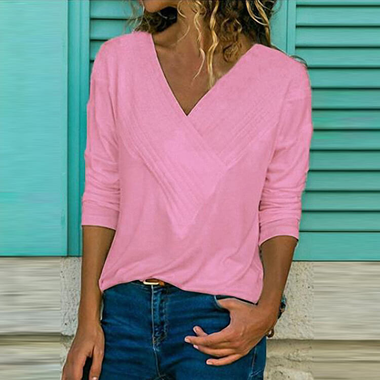 Simple V-neck Loose T-shirt