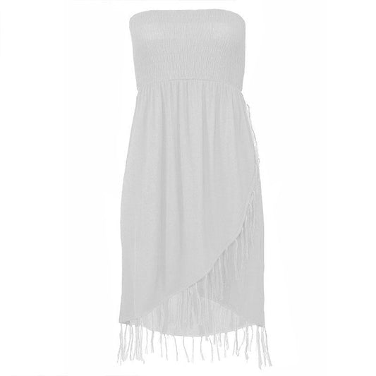 Tube Fringe Hem Beach Short Dress