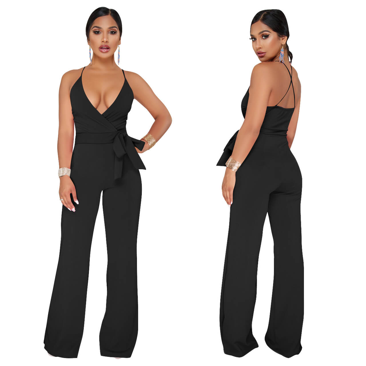 Bright Color Sapaghetti Strap Bandage Jumpsuits