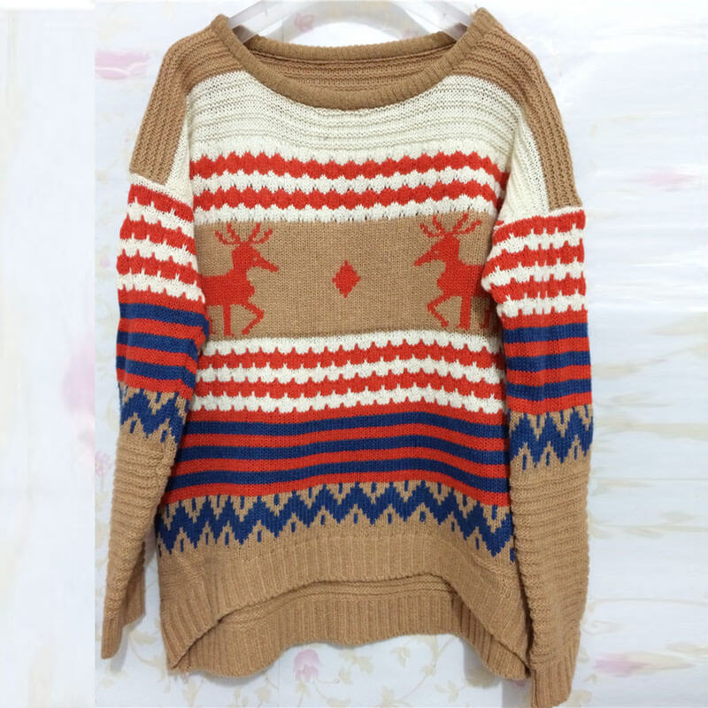 Reindeer Colorblock Jacquard Christmas Sweater?