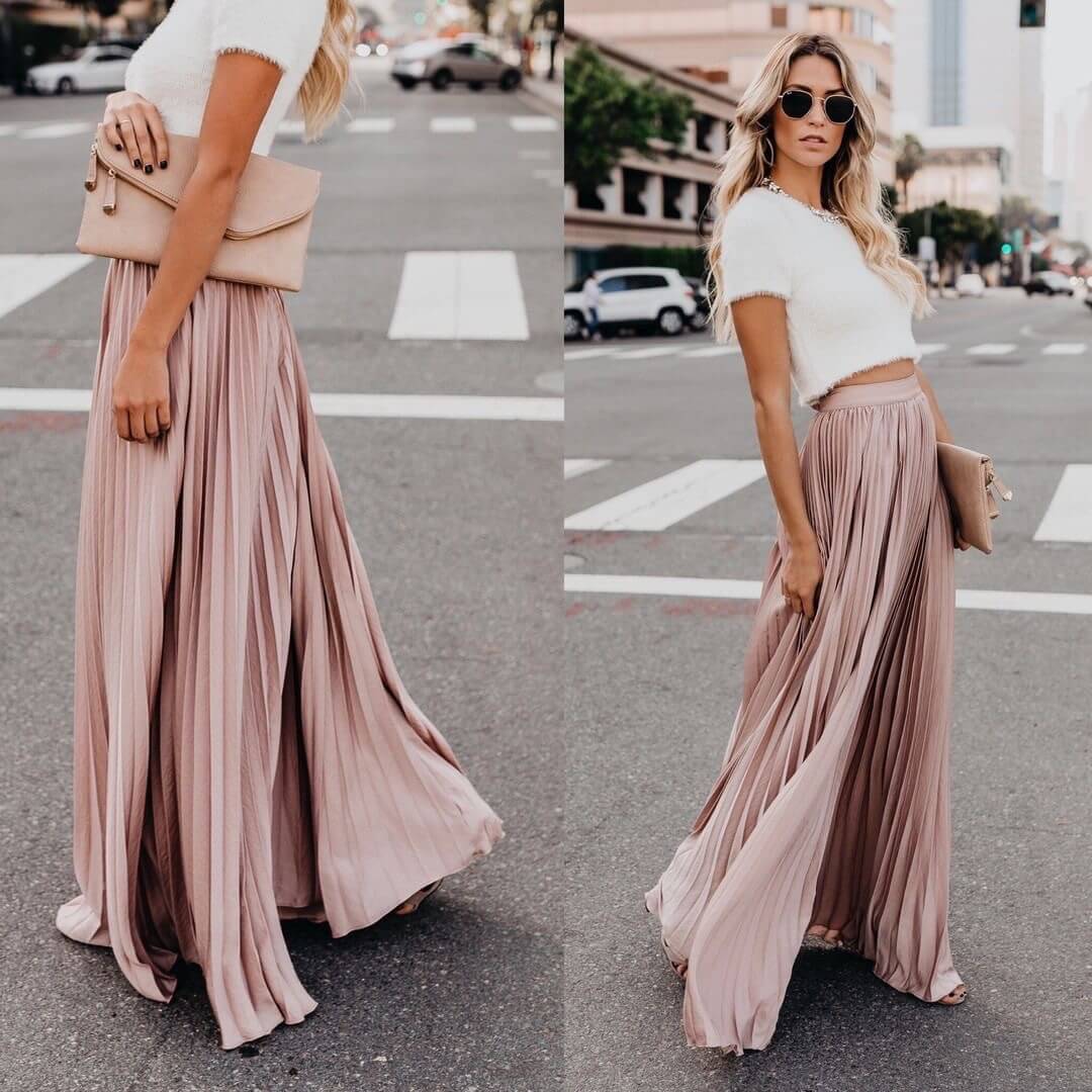 Party High Waist Pleated Maxi Dress