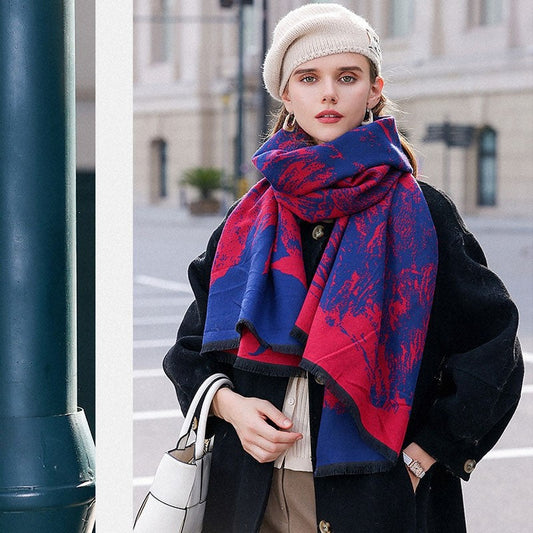 Contrast Color Winter Warm Imitation Cashmere Scarf