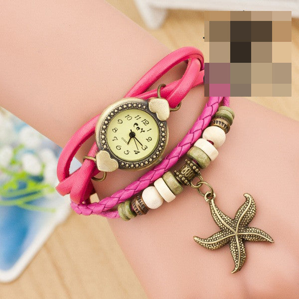 Heart Starfish Woven Bracelet Watch