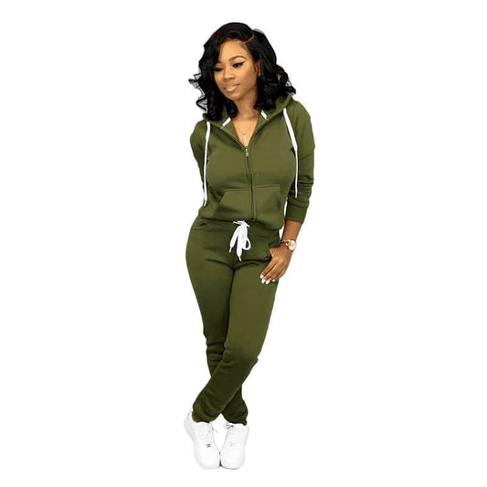 Hoodie Blouse High Waist Pencil Pants Set