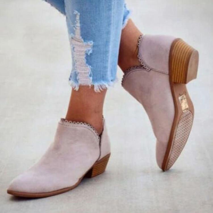 Low Chunky Heel Slip-On Booties